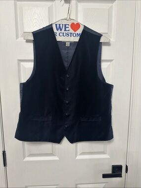 Men's Classic Velvet Navy Blue Button Vest